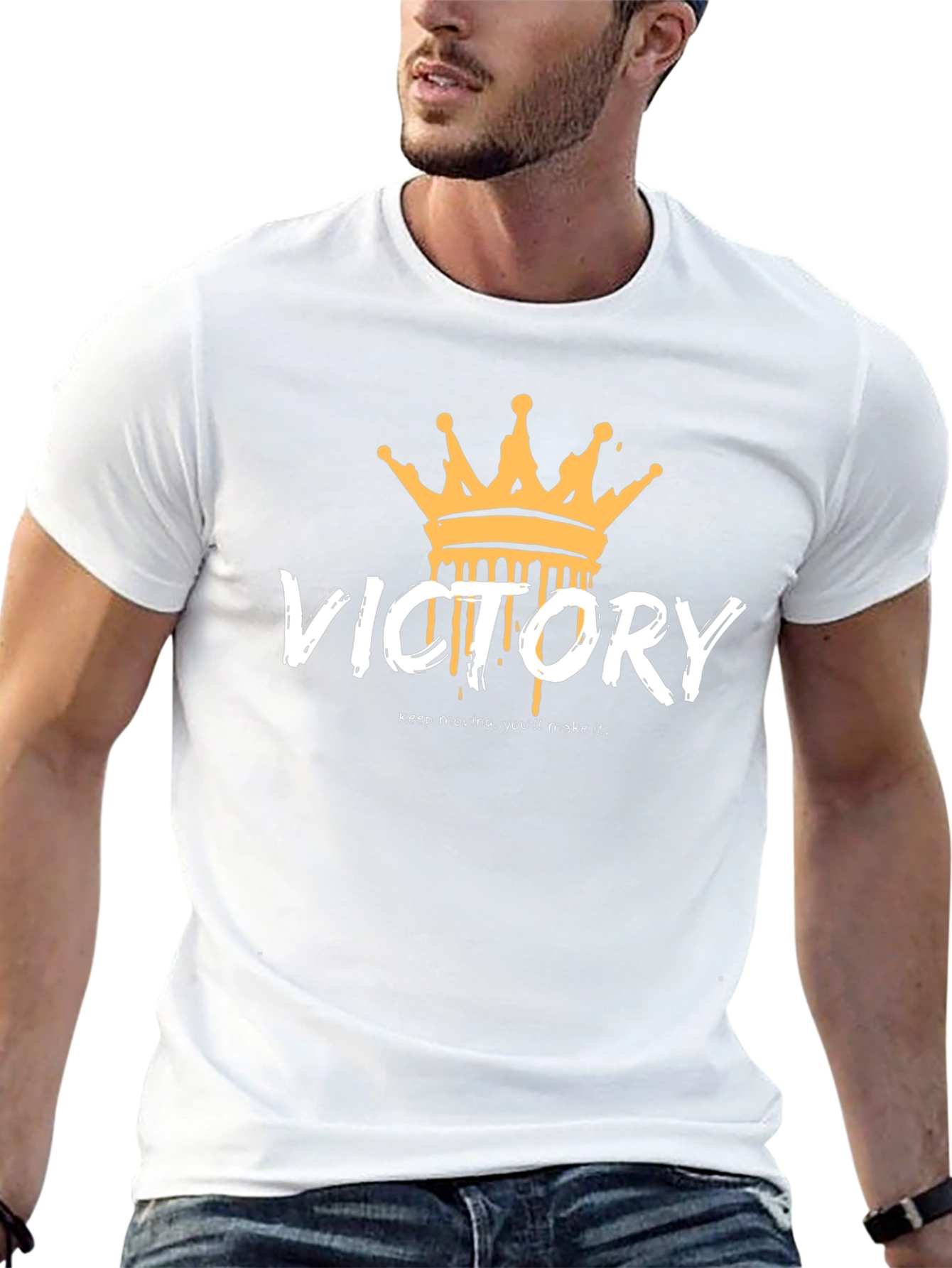 Victory Crown Graphic Tee - Black Cotton T-Shirt