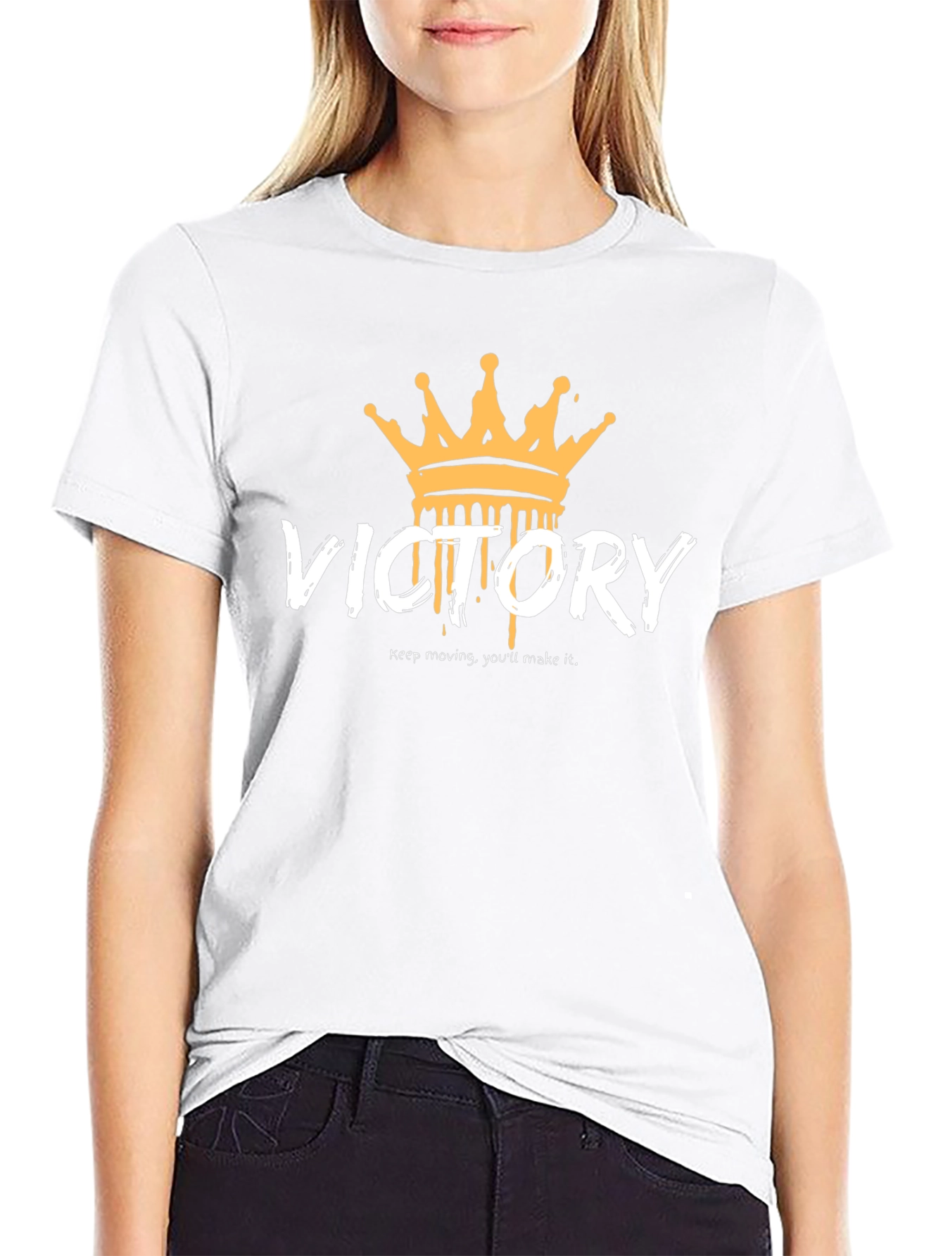 Victory Crown Graphic Tee - Black Cotton T-Shirt