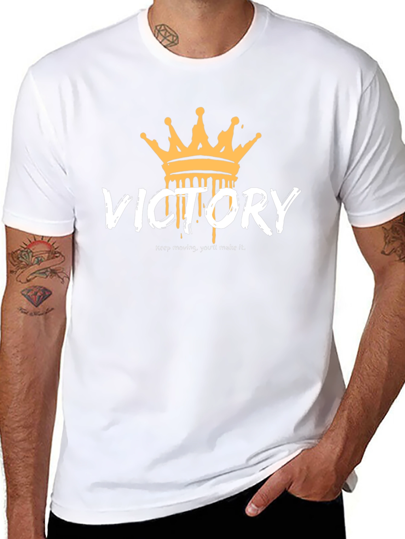 Victory Crown Graphic Tee - Black Cotton T-Shirt