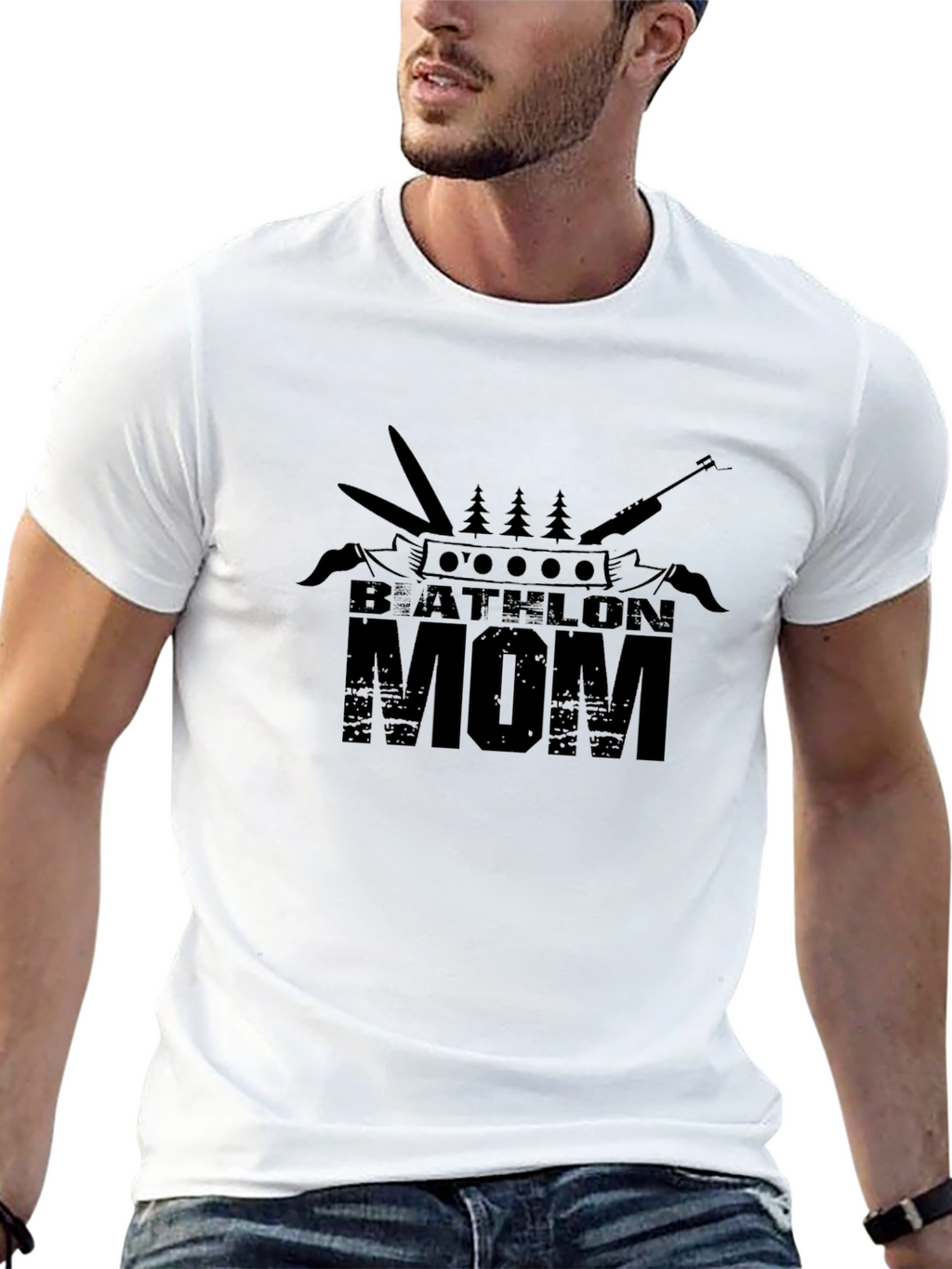 Biathlon Mom T-Shirt - Black Graphic Tee