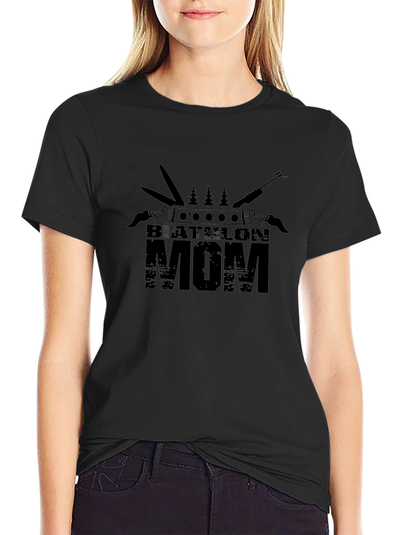 Biathlon Mom T-Shirt - Black Graphic Tee