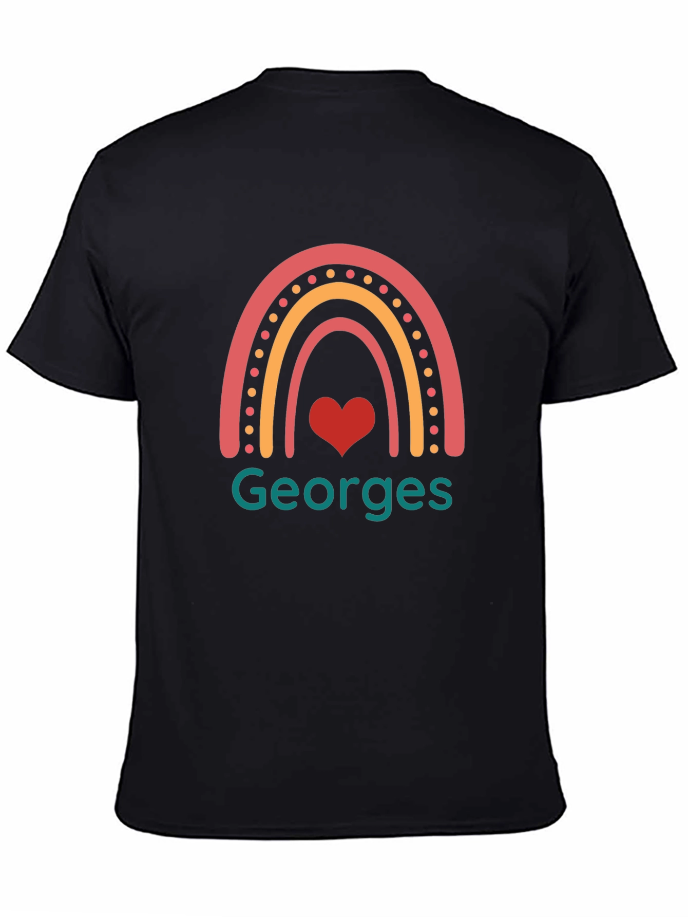 Personalized Georges Rainbow Heart T-Shirt