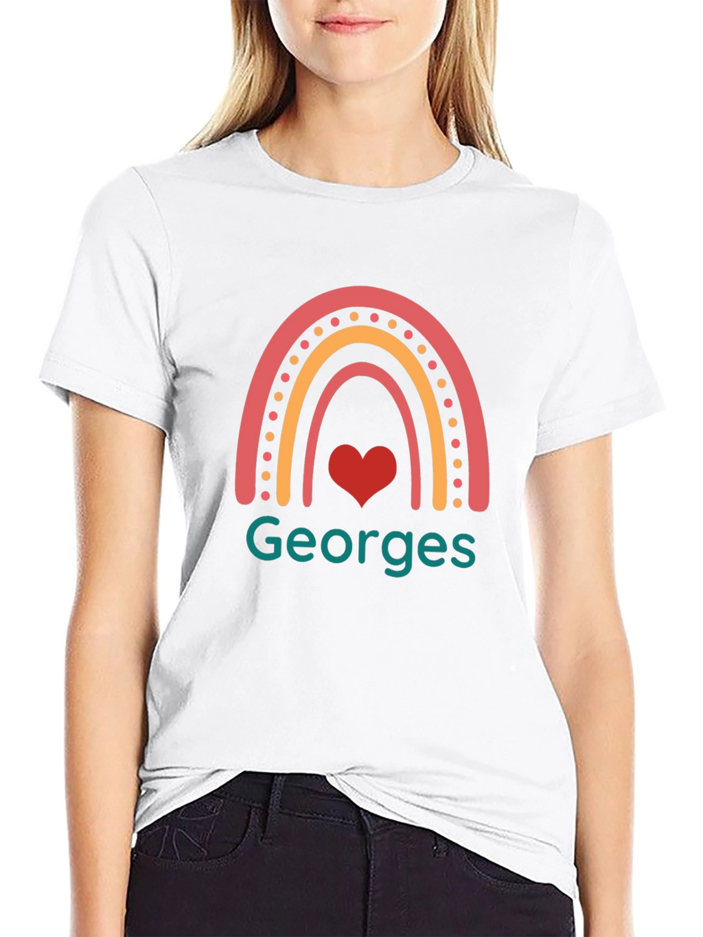 Personalized Georges Rainbow Heart T-Shirt