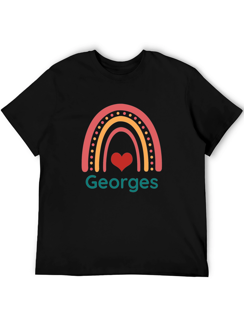 Personalized Georges Rainbow Heart T-Shirt