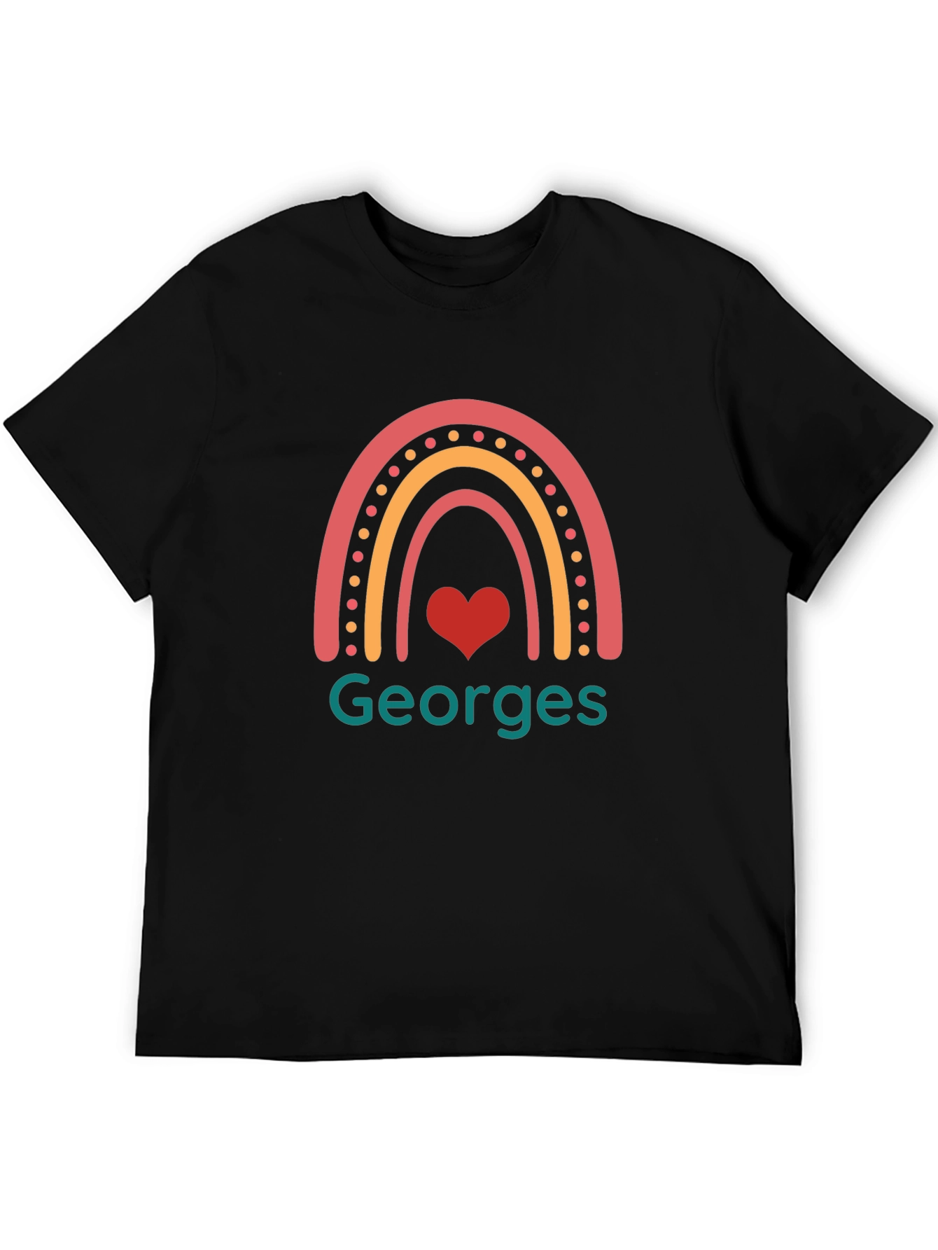 Personalized Georges Rainbow Heart T-Shirt