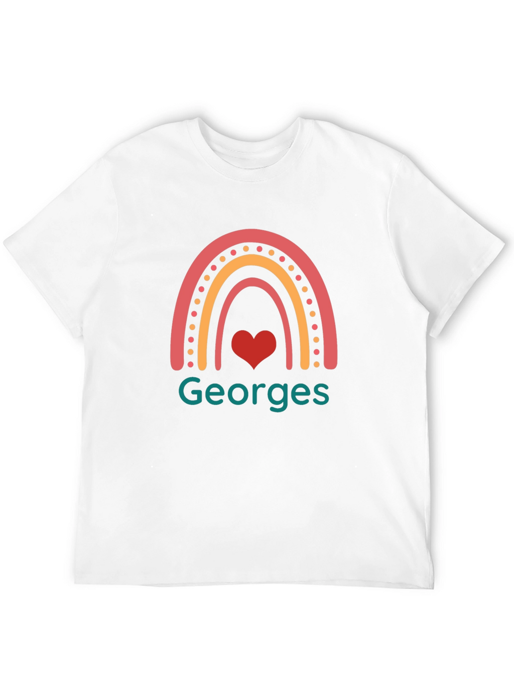 Personalized Georges Rainbow Heart T-Shirt