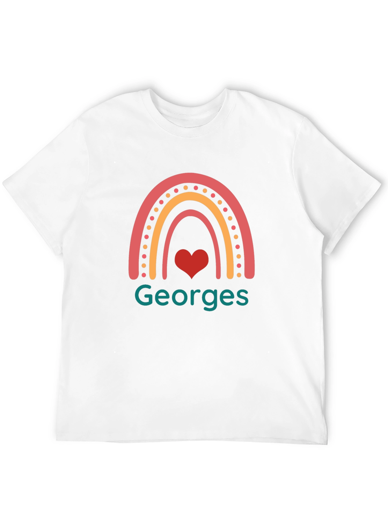 Personalized Georges Rainbow Heart T-Shirt