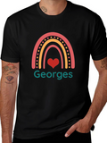 Personalized Georges Rainbow Heart T-Shirt