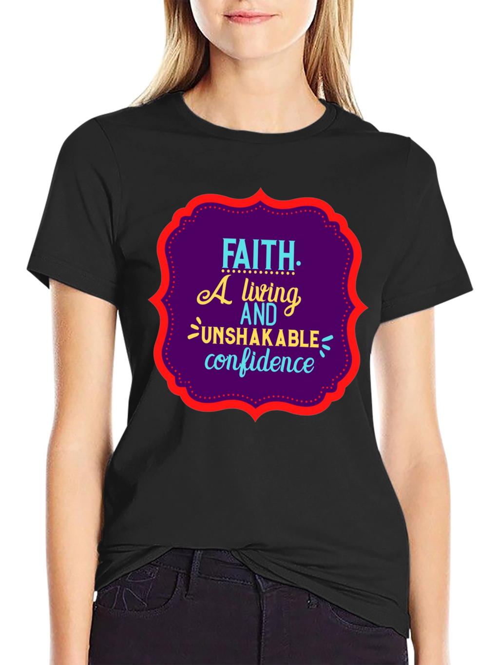 Faith Unshakable Confidence Black Graphic T-Shirt