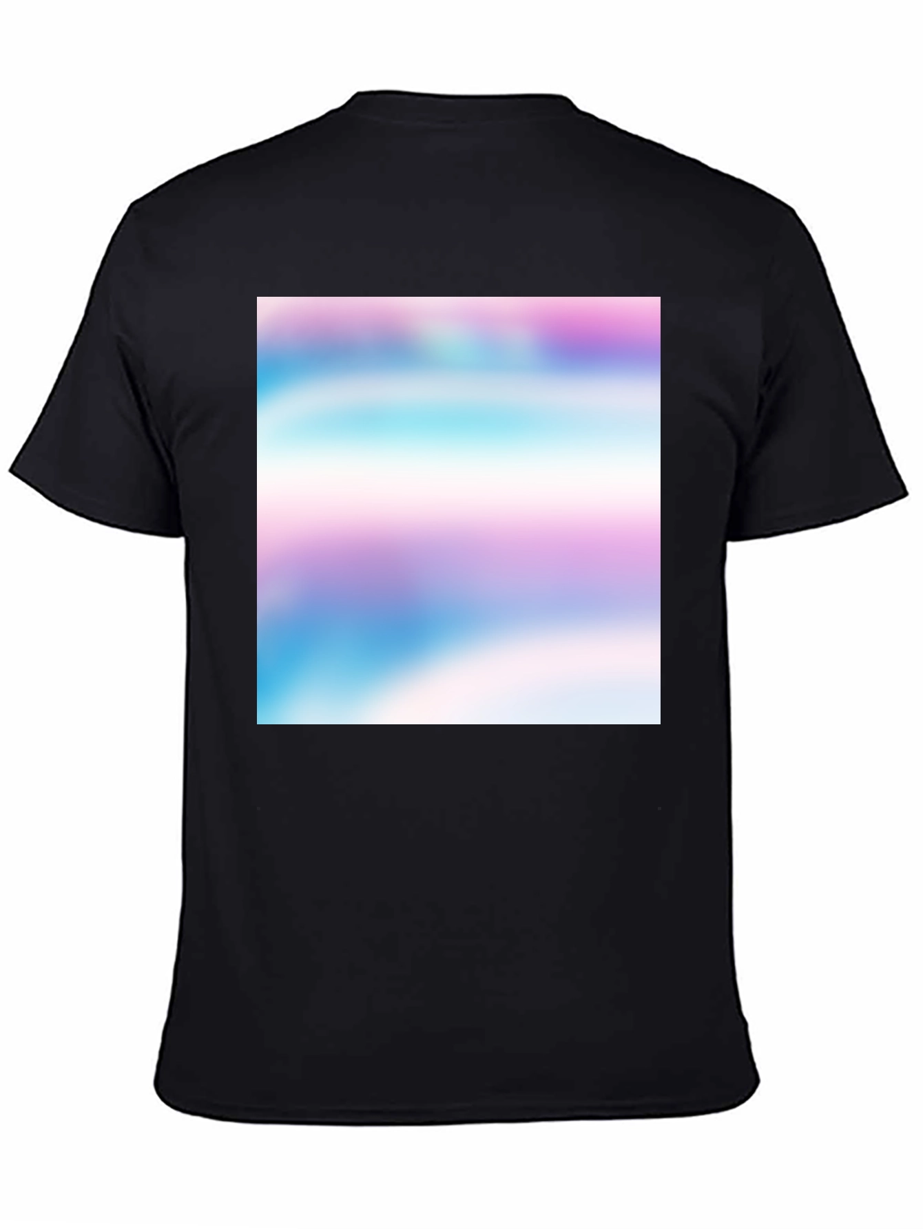 Black T-Shirt with Abstract Pastel Design