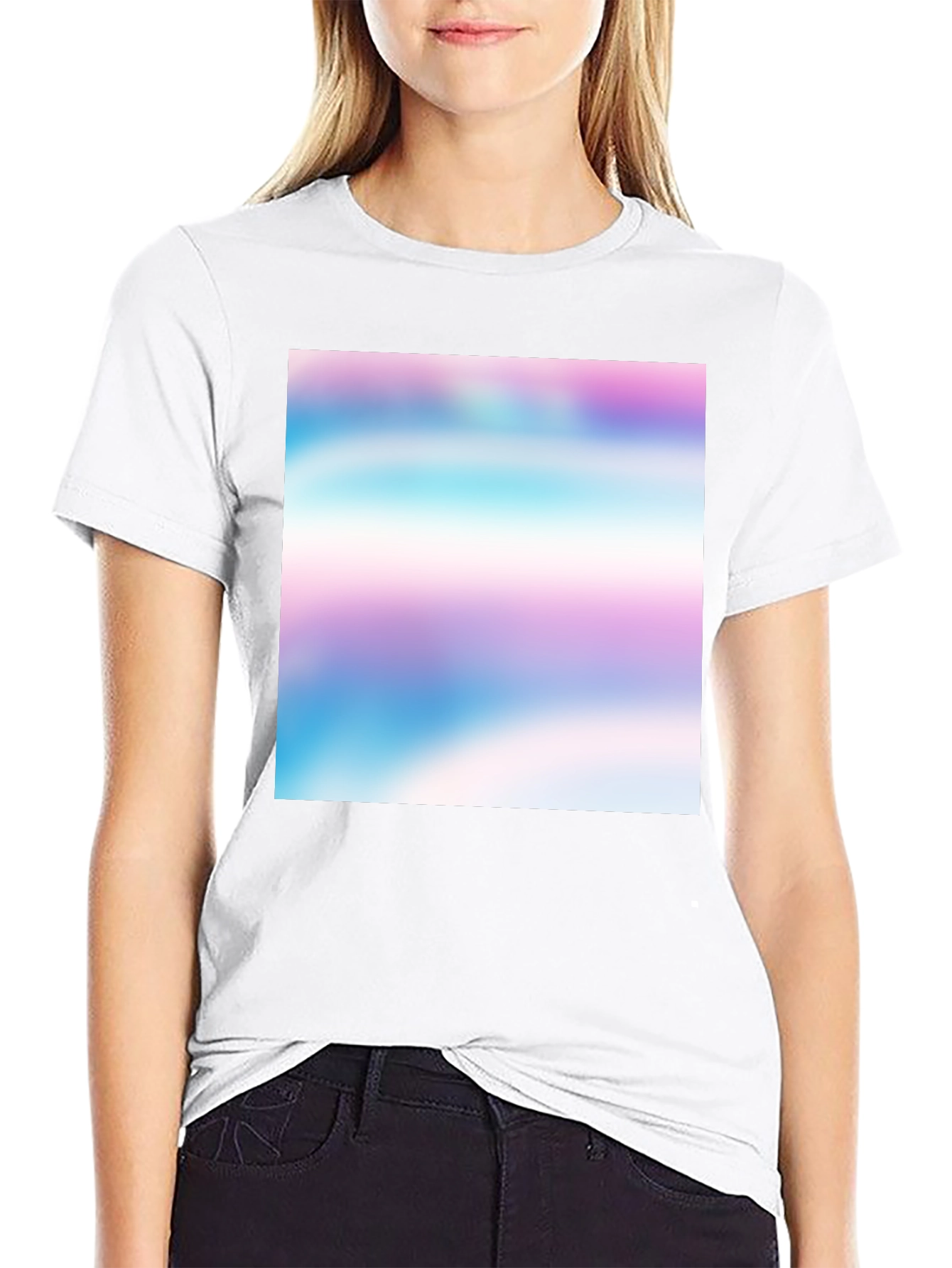 Black T-Shirt with Abstract Pastel Design