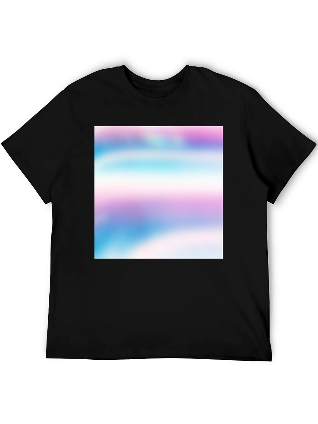 Black T-Shirt with Abstract Pastel Design