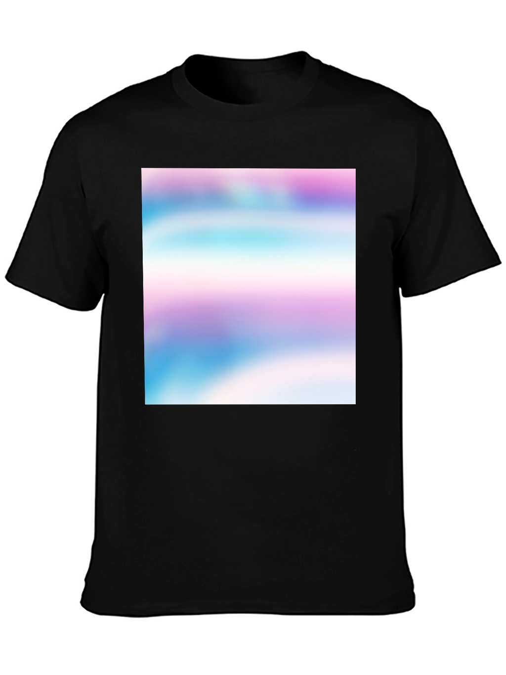 Black T-Shirt with Abstract Pastel Design