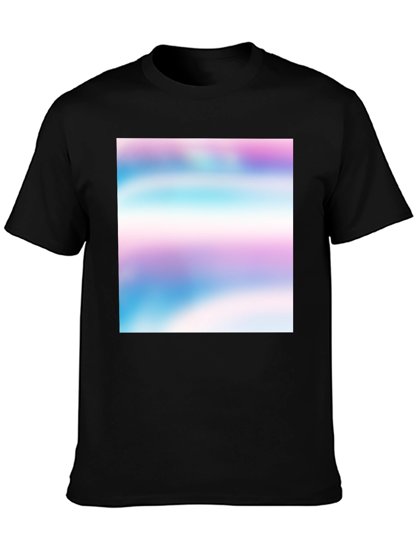 Black T-Shirt with Abstract Pastel Design