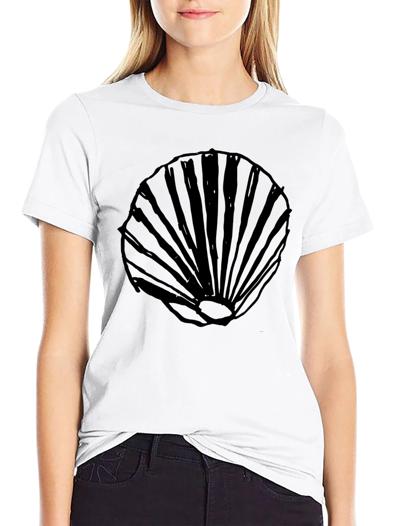 Black Seashell Graphic T-Shirt