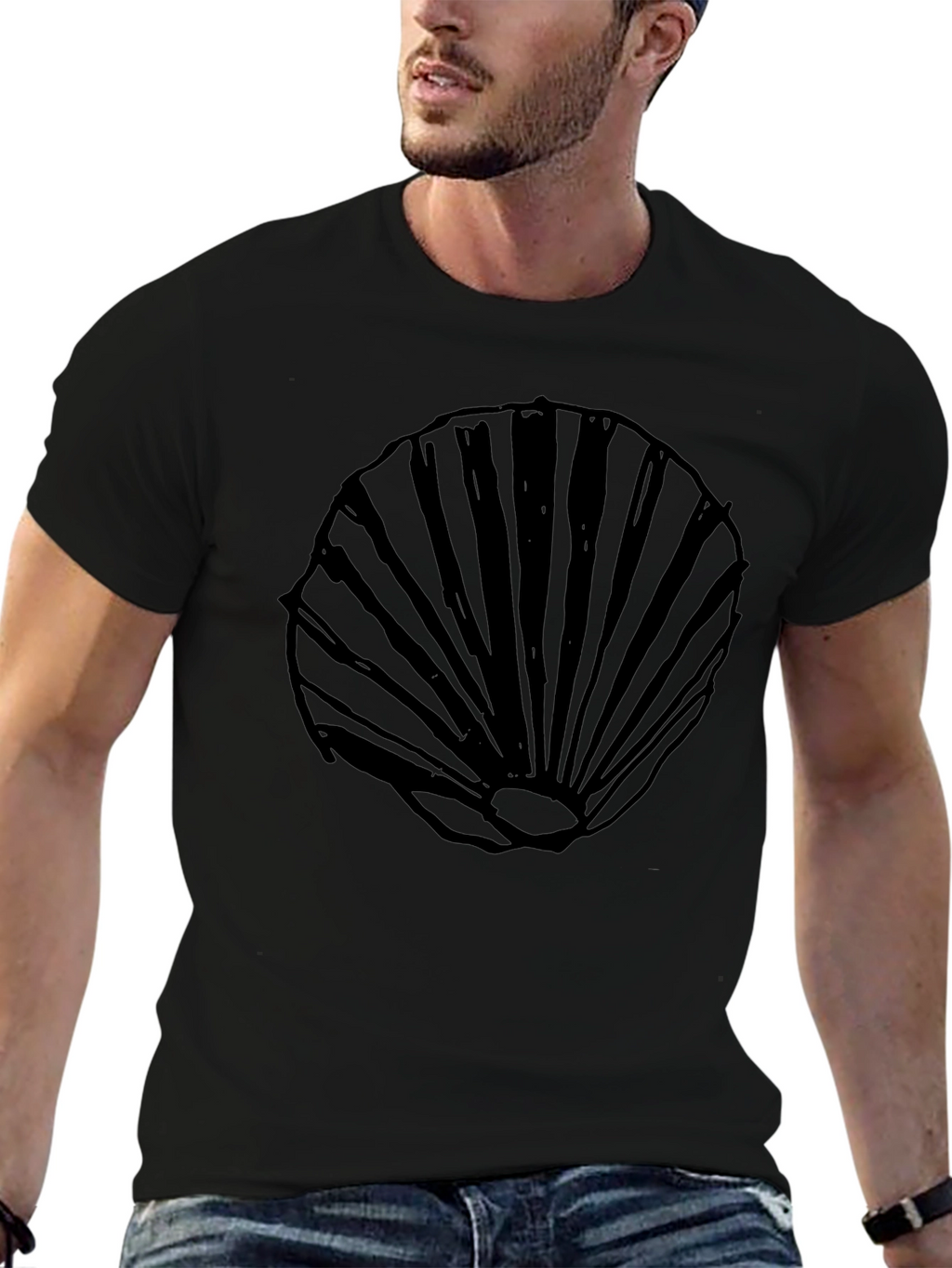 Black Seashell Graphic T-Shirt