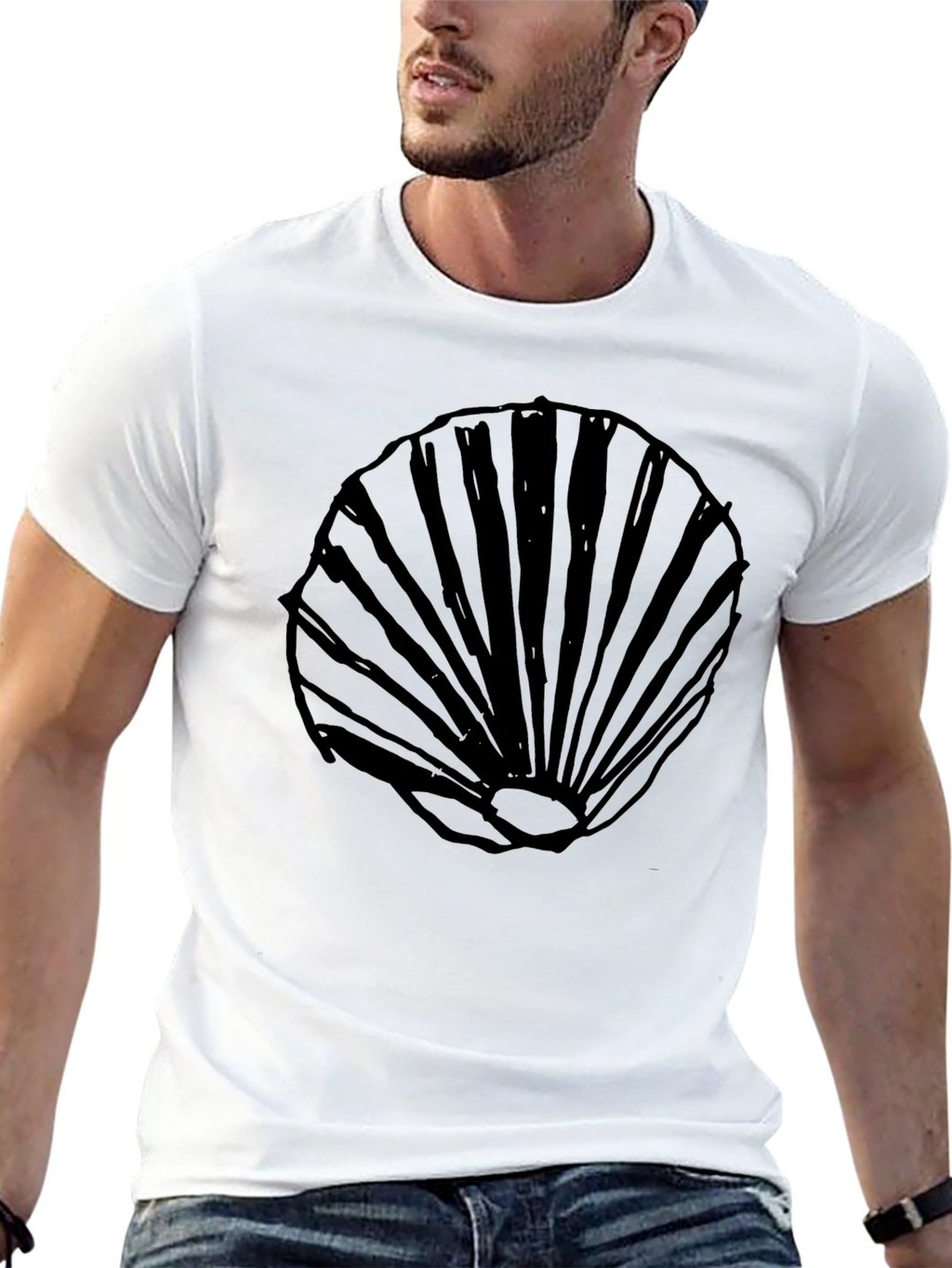 Black Seashell Graphic T-Shirt