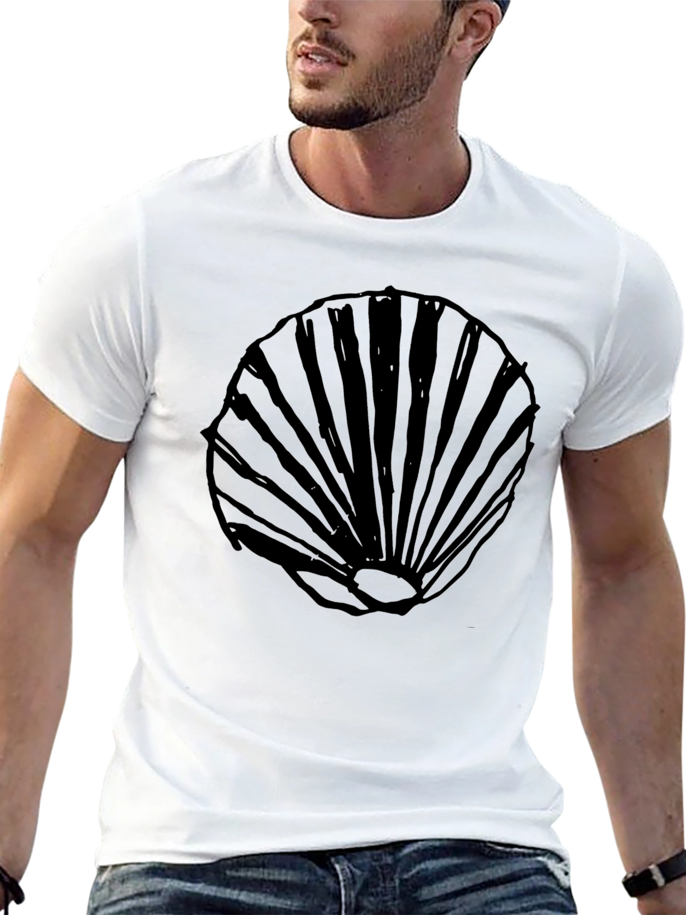 Black Seashell Graphic T-Shirt