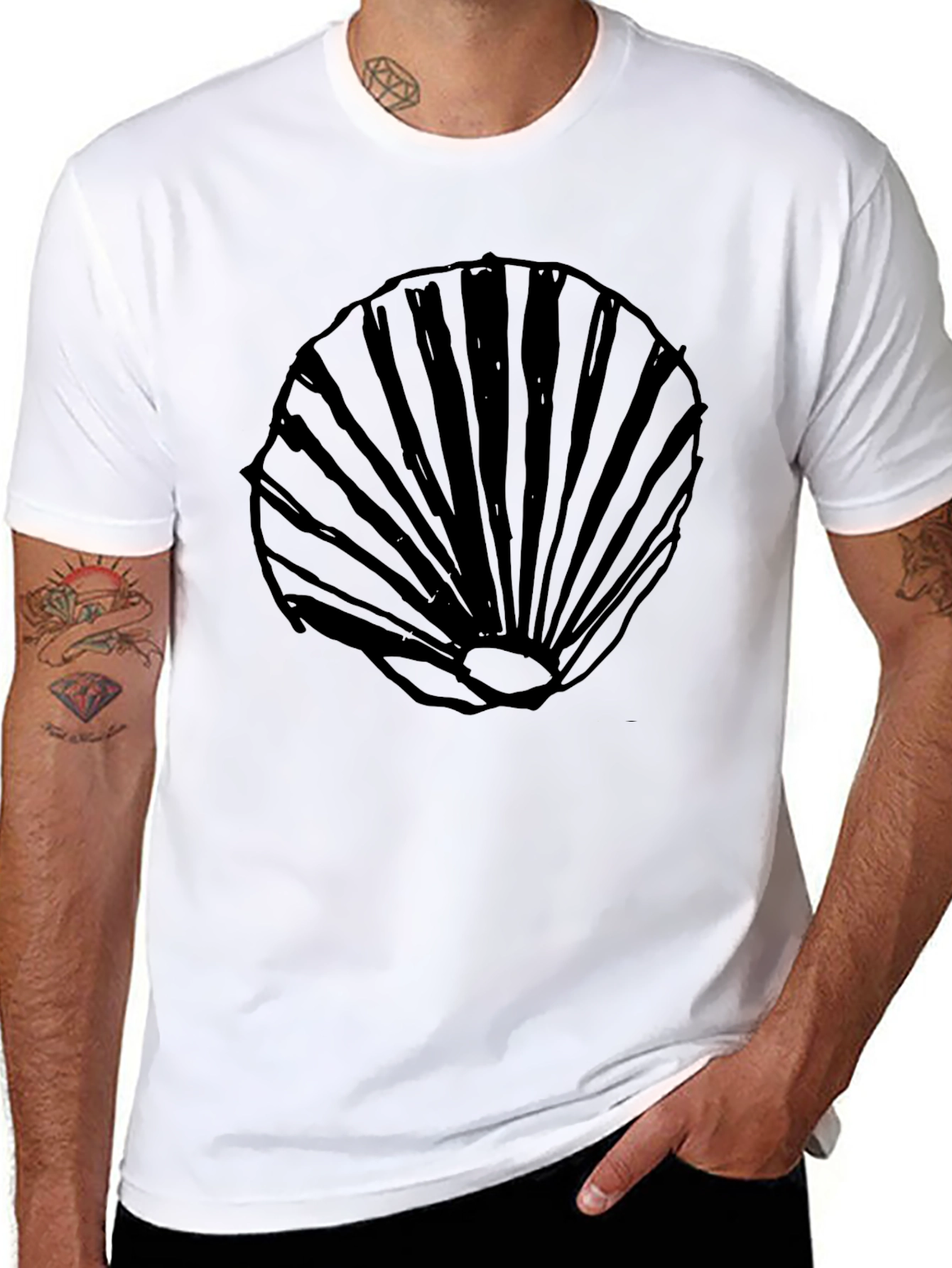 Black Seashell Graphic T-Shirt