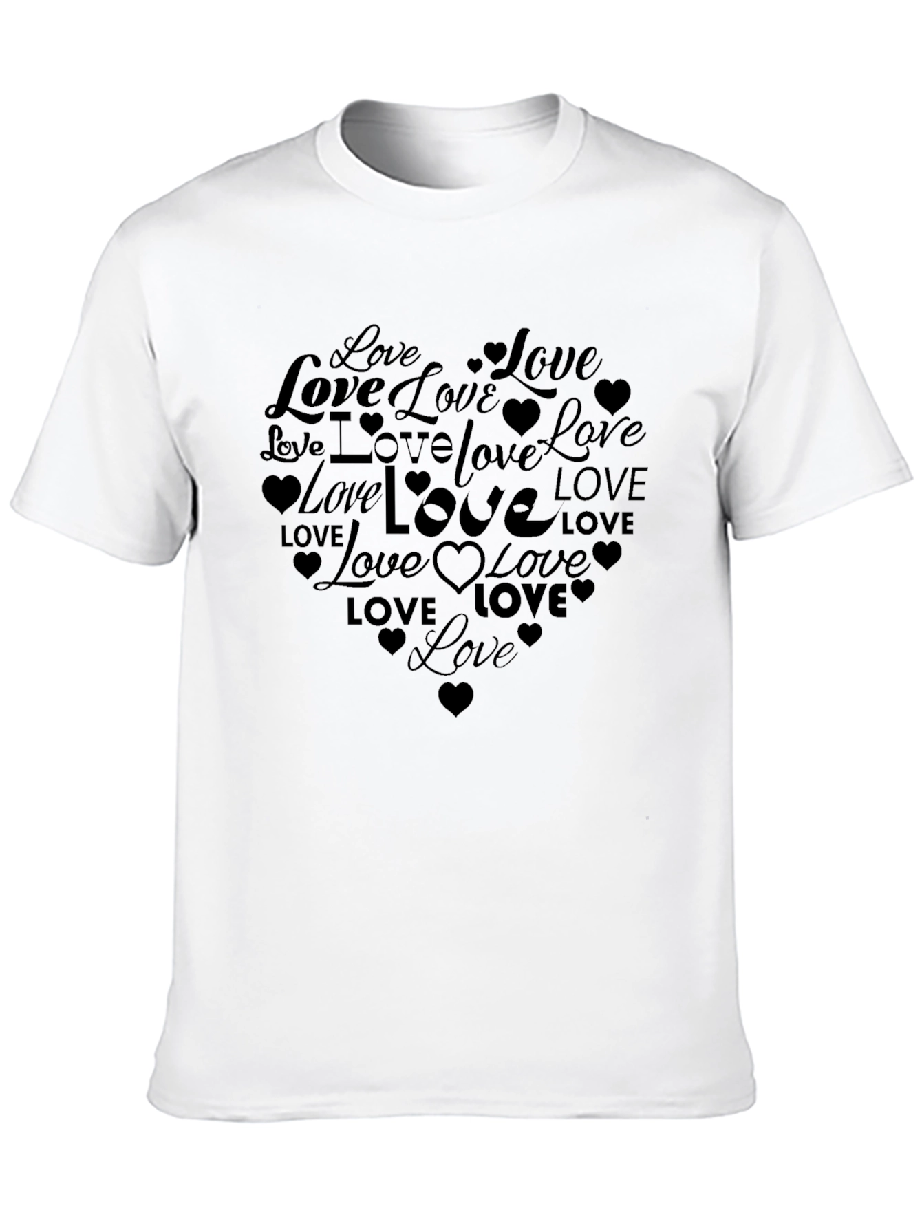 Love Heart Graphic Black T-Shirt
