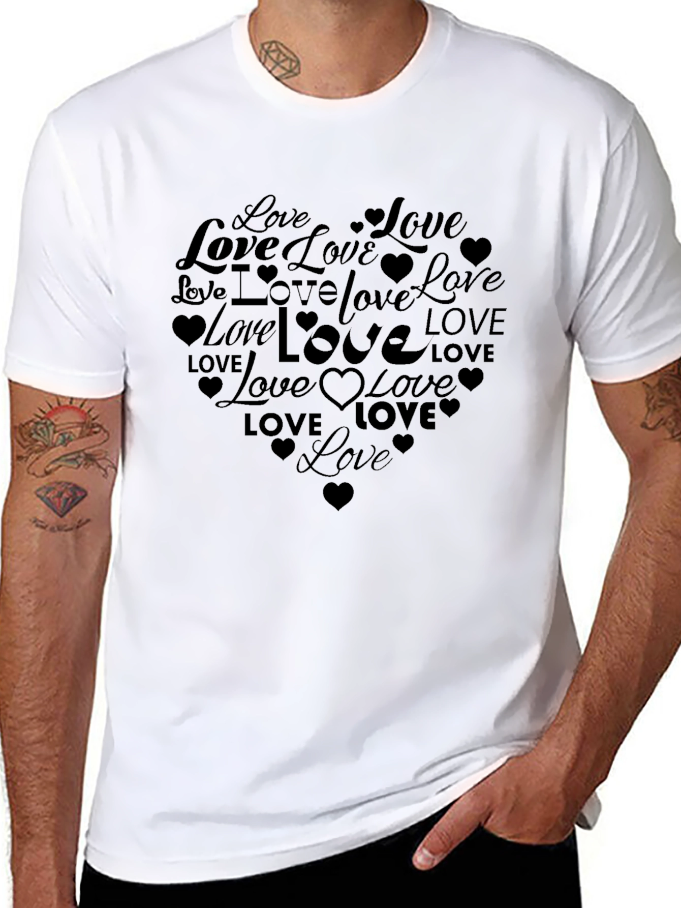 Love Heart Graphic Black T-Shirt