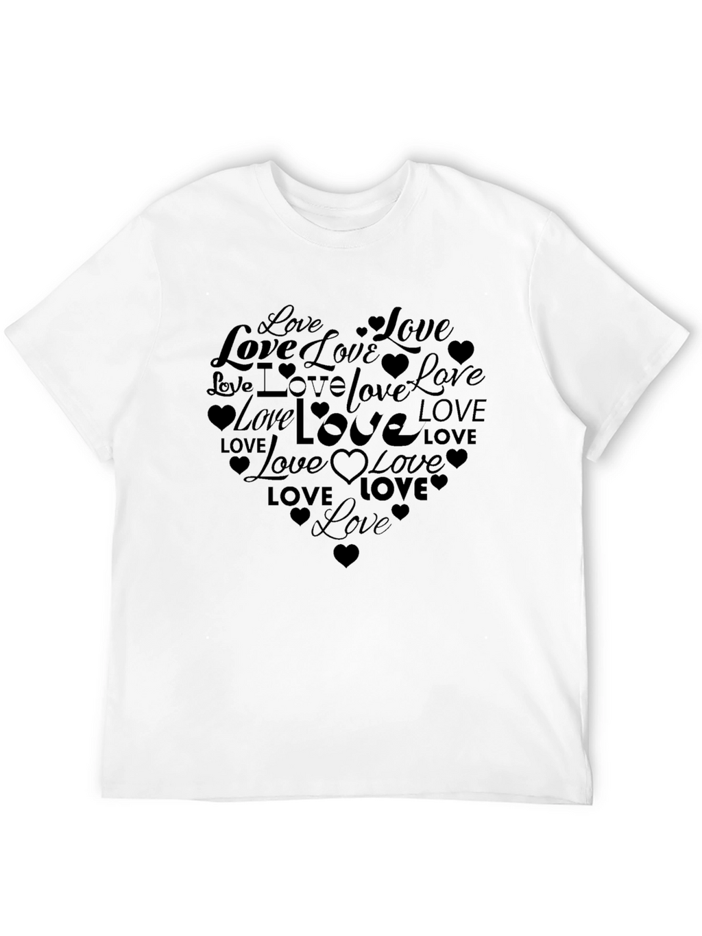 Love Heart Graphic Black T-Shirt