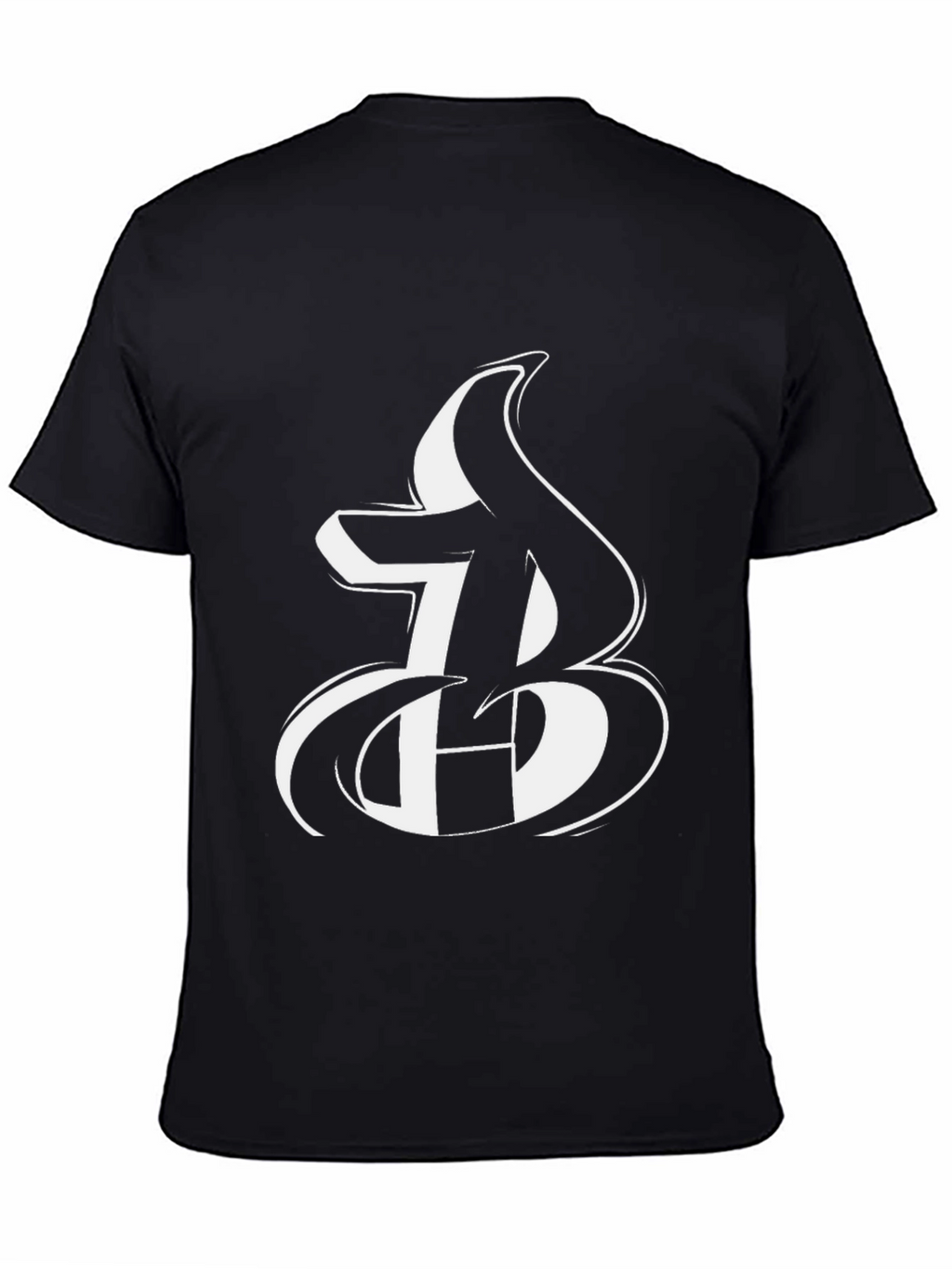Bold Initial Graphic Tee - Black Cotton Blend T-Shirt