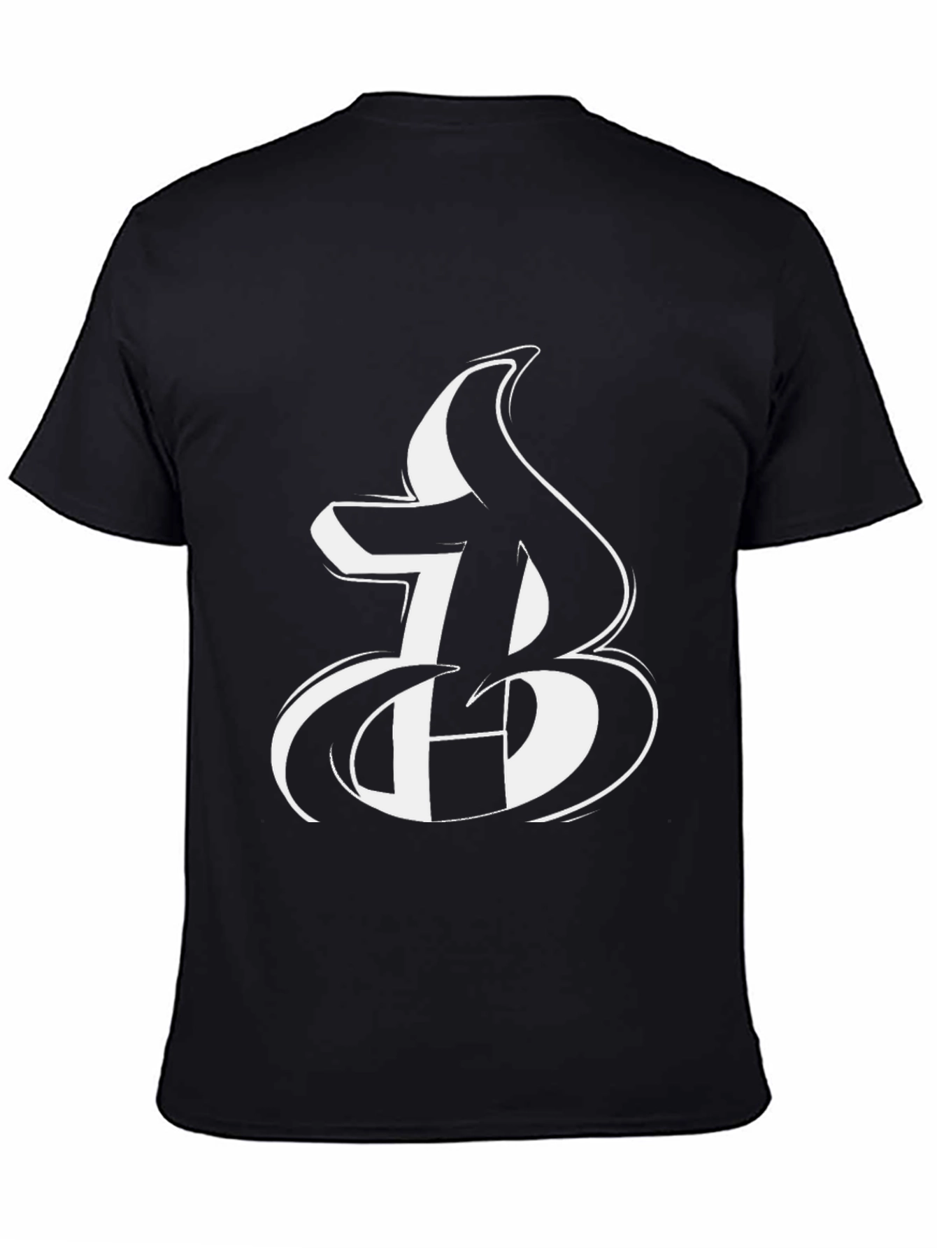 Bold Initial Graphic Tee - Black Cotton Blend T-Shirt
