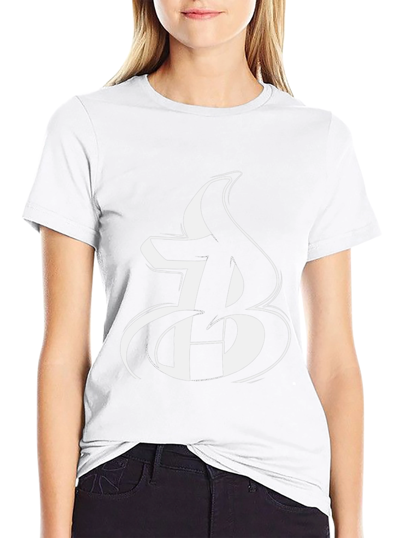 Bold Initial Graphic Tee - Black Cotton Blend T-Shirt