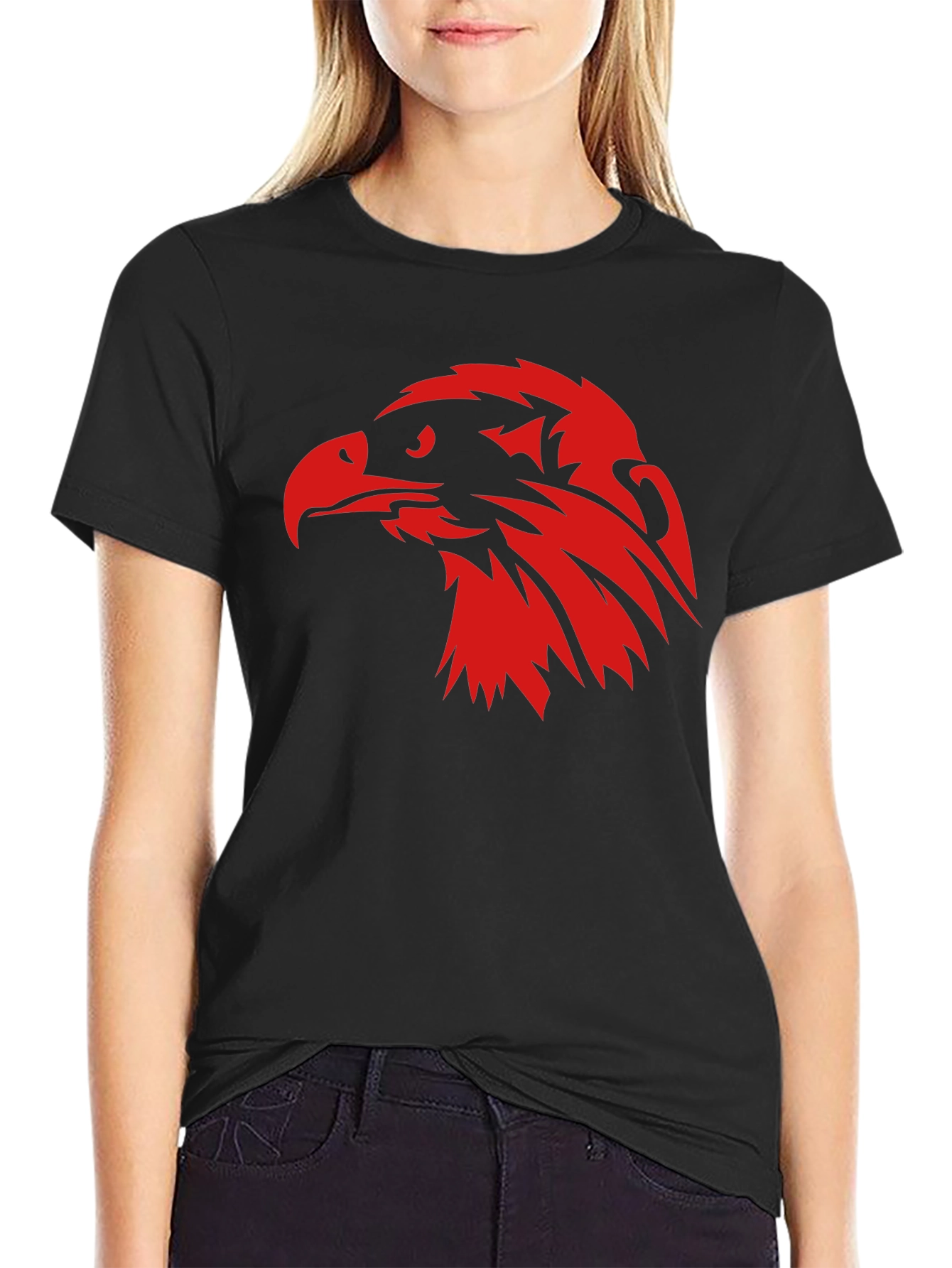 Eagle Graphic Tee - Black T-Shirt with Bold Red Eagle Design