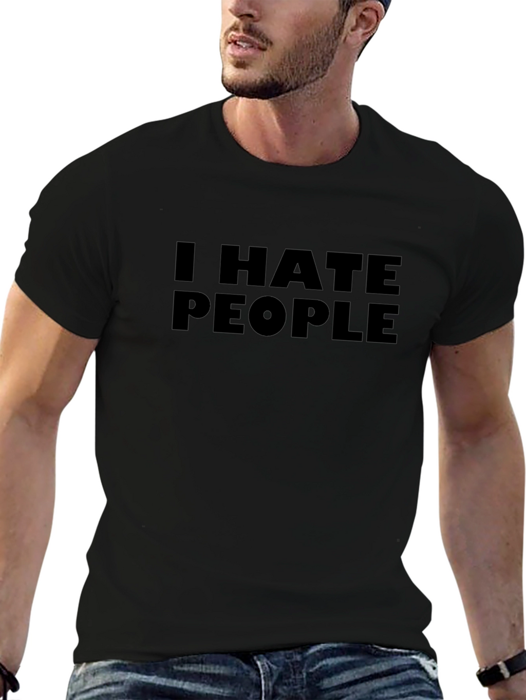 I Hate People Black Graphic T-Shirt