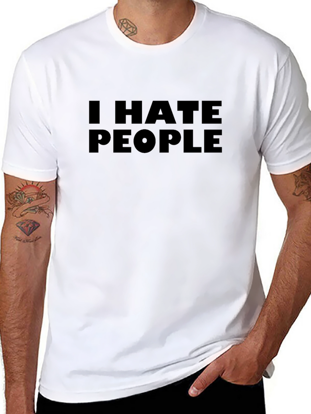 I Hate People Black Graphic T-Shirt