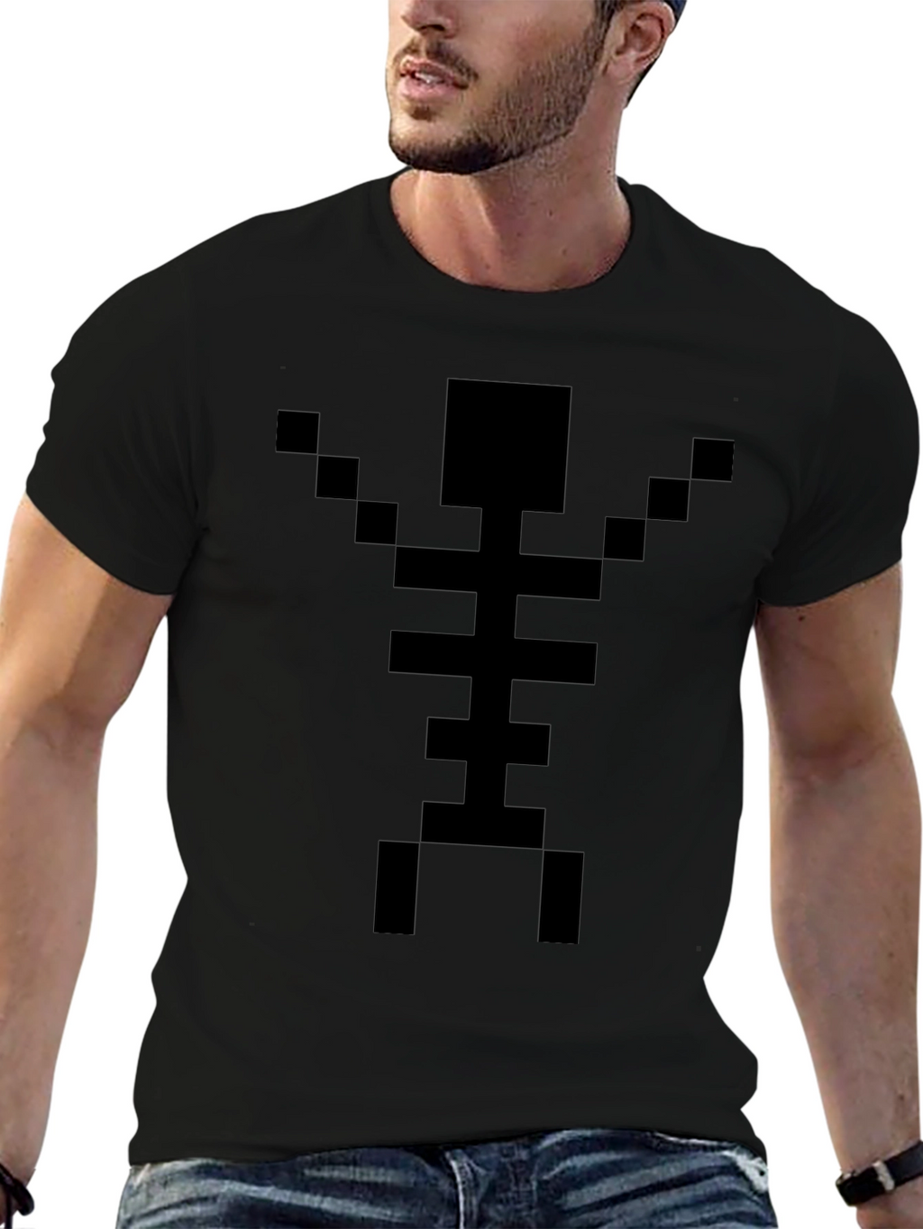 Pixel Skeleton Black T-Shirt