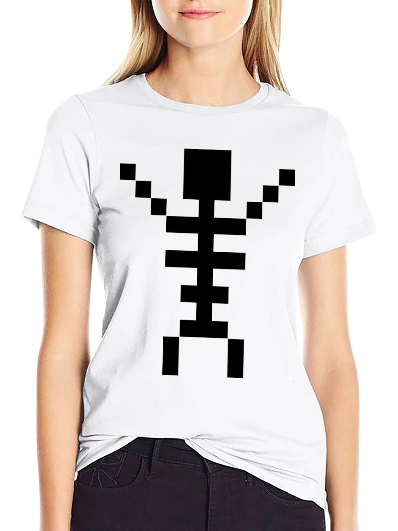 Pixel Skeleton Black T-Shirt