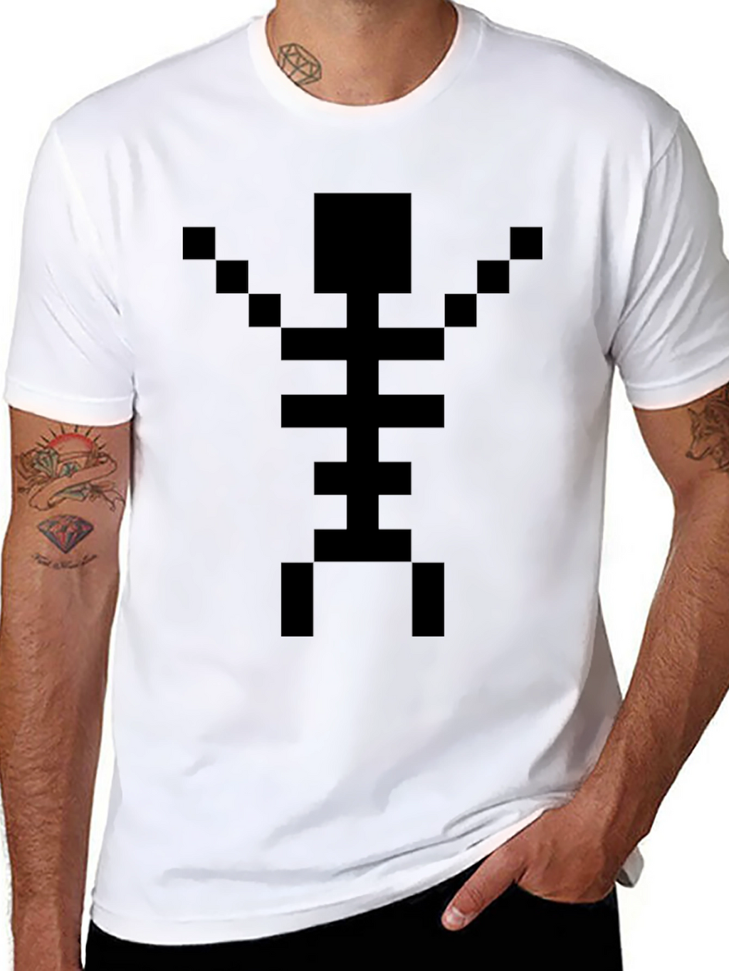 Pixel Skeleton Black T-Shirt