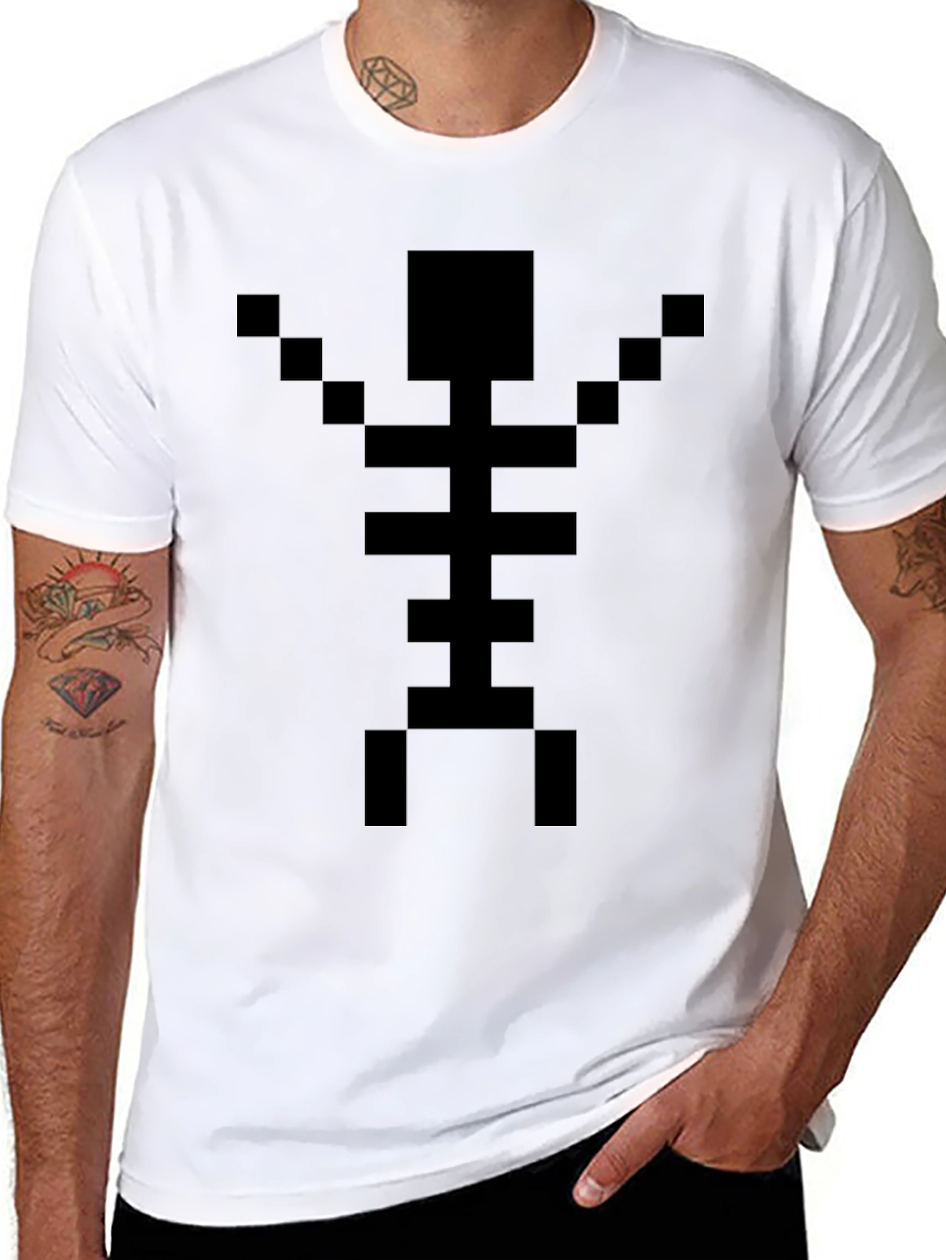 Pixel Skeleton Black T-Shirt