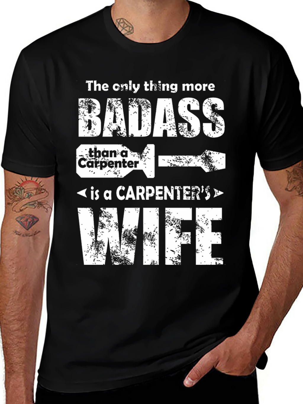 Carpenters Wife Badass Graphic T-Shirt - Black