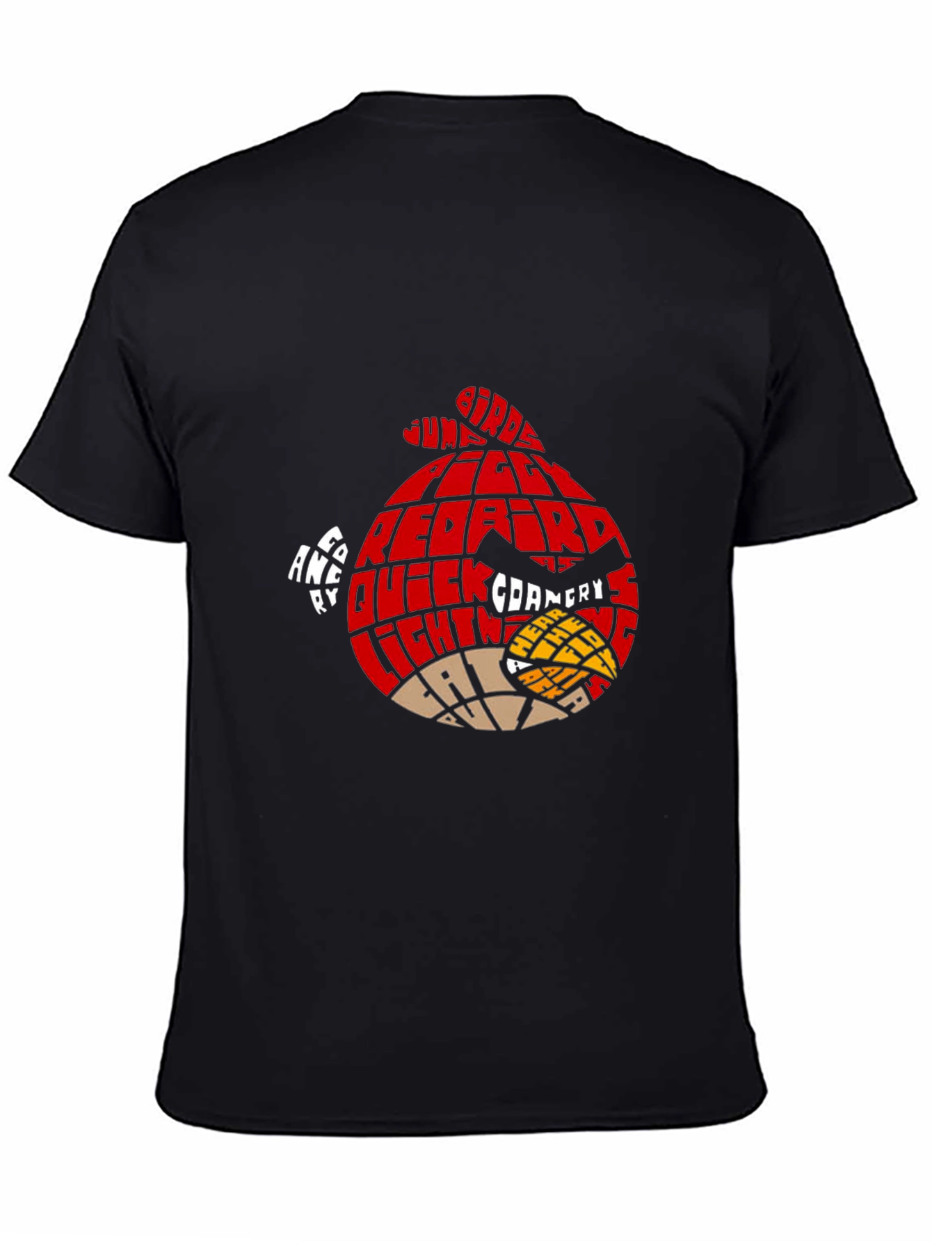 Angry Birds Red Bird Word Art T-Shirt - Black