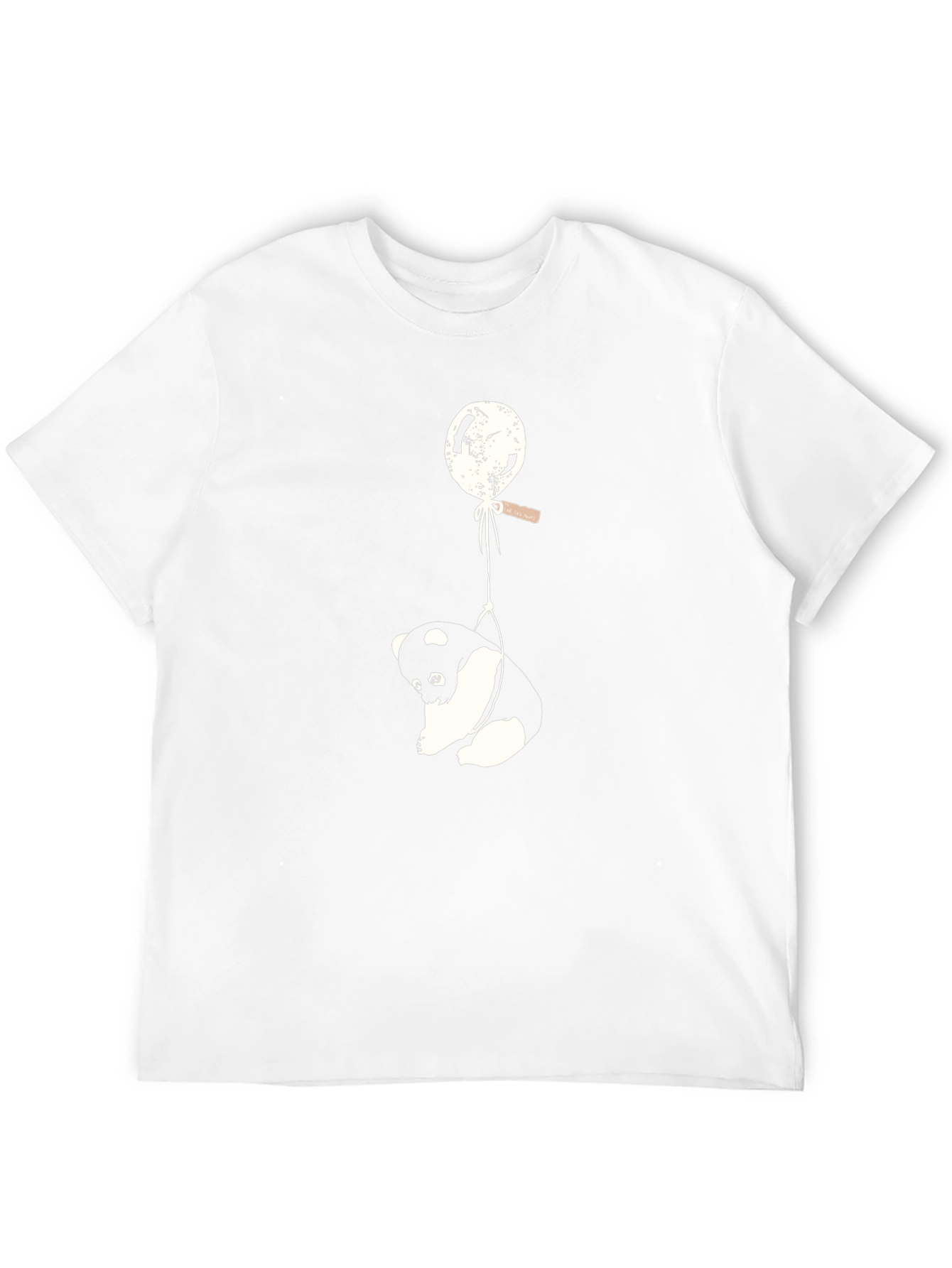 Panda Balloon Graphic Tee - Relaxed Fit Black T-Shirt