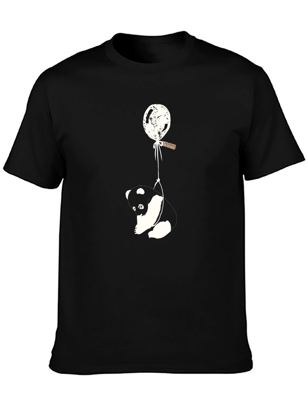 Panda Balloon Graphic Tee - Relaxed Fit Black T-Shirt