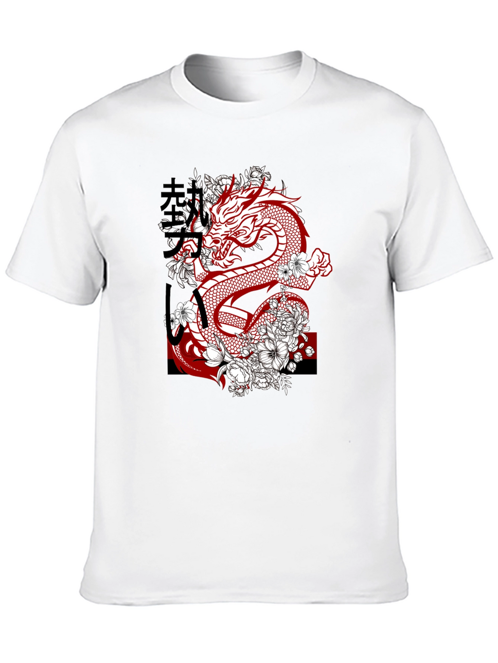 Dragon & Floral Graphic Print Mens Tee