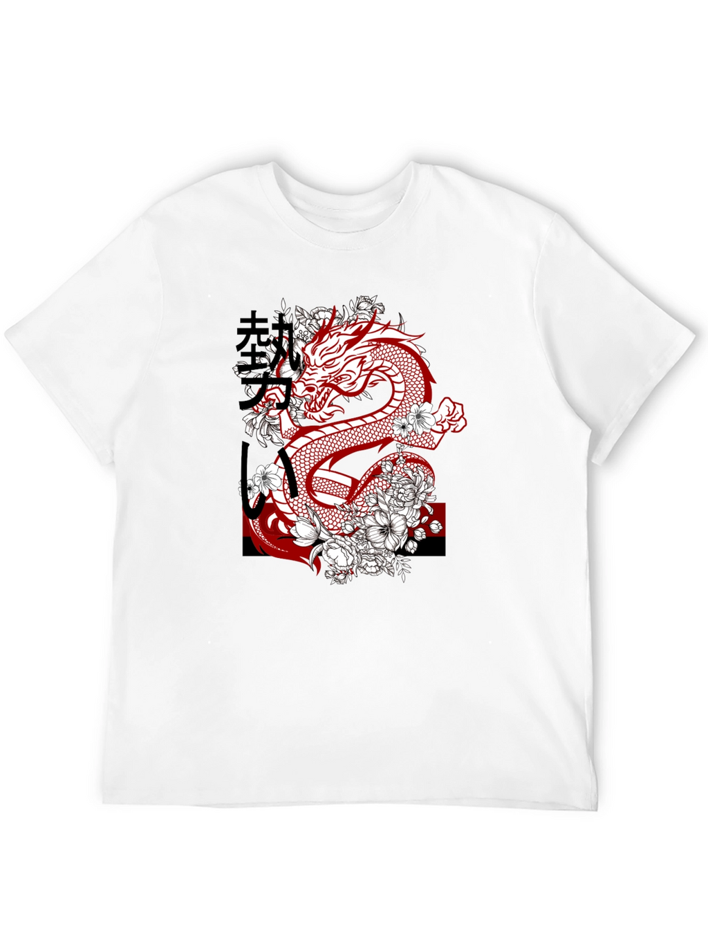 Dragon & Floral Graphic Print Mens Tee
