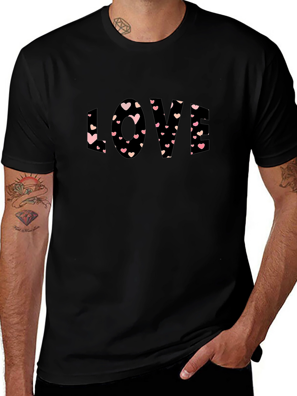 Love Heart Graphic Tee - Black Casual Shirt