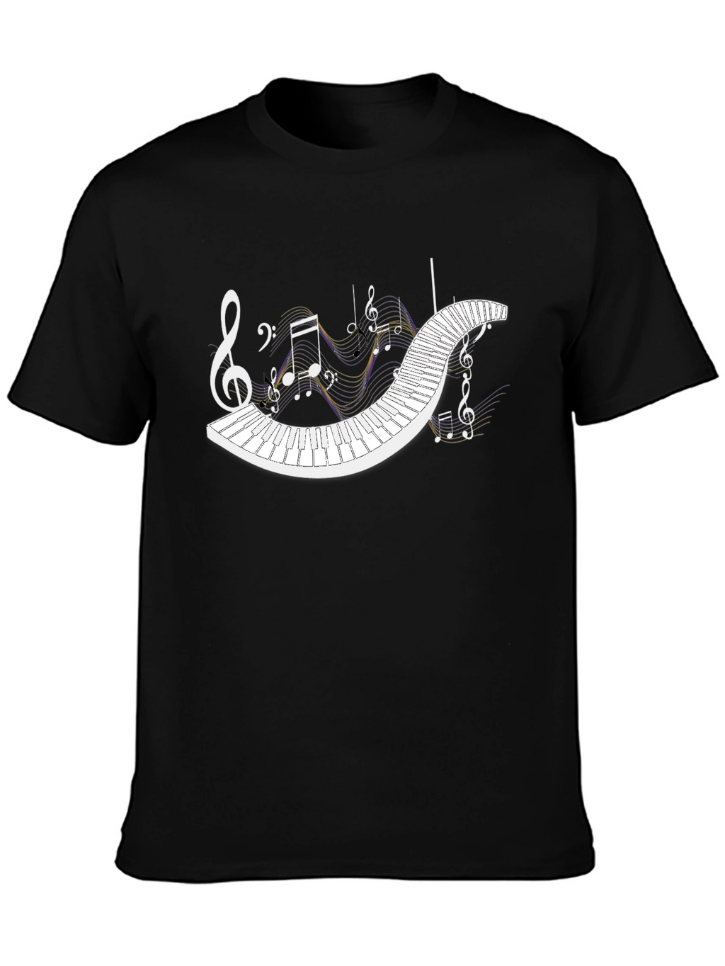 Musical Keyboard Notes T-Shirt - Black