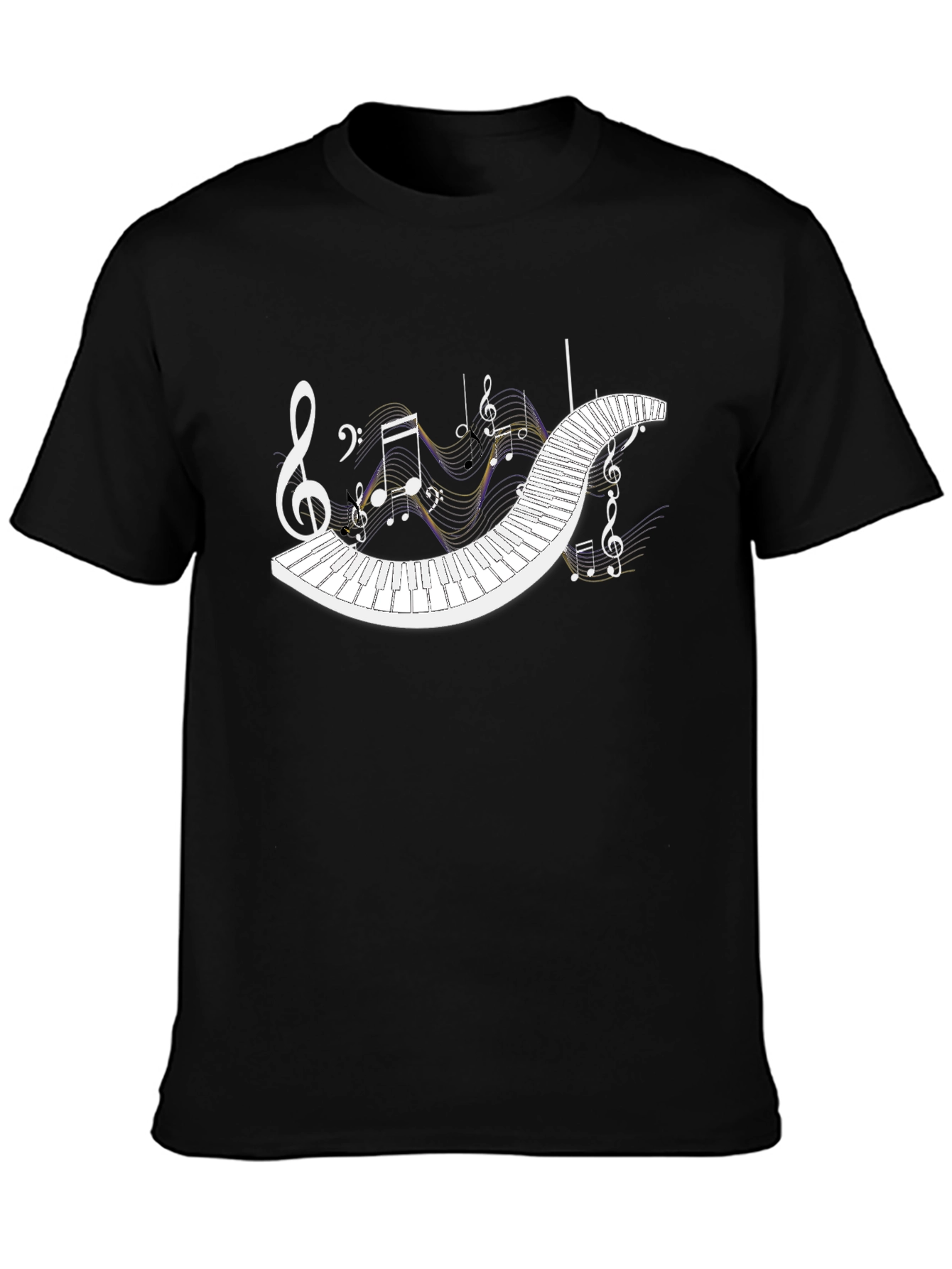 Musical Keyboard Notes T-Shirt - Black