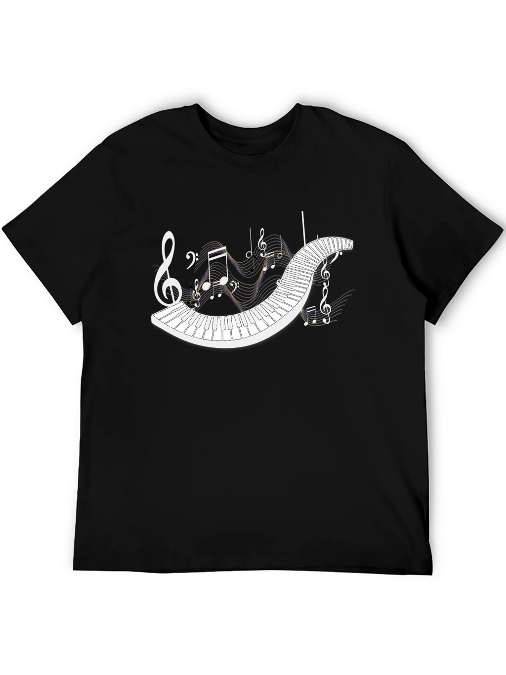Musical Keyboard Notes T-Shirt - Black