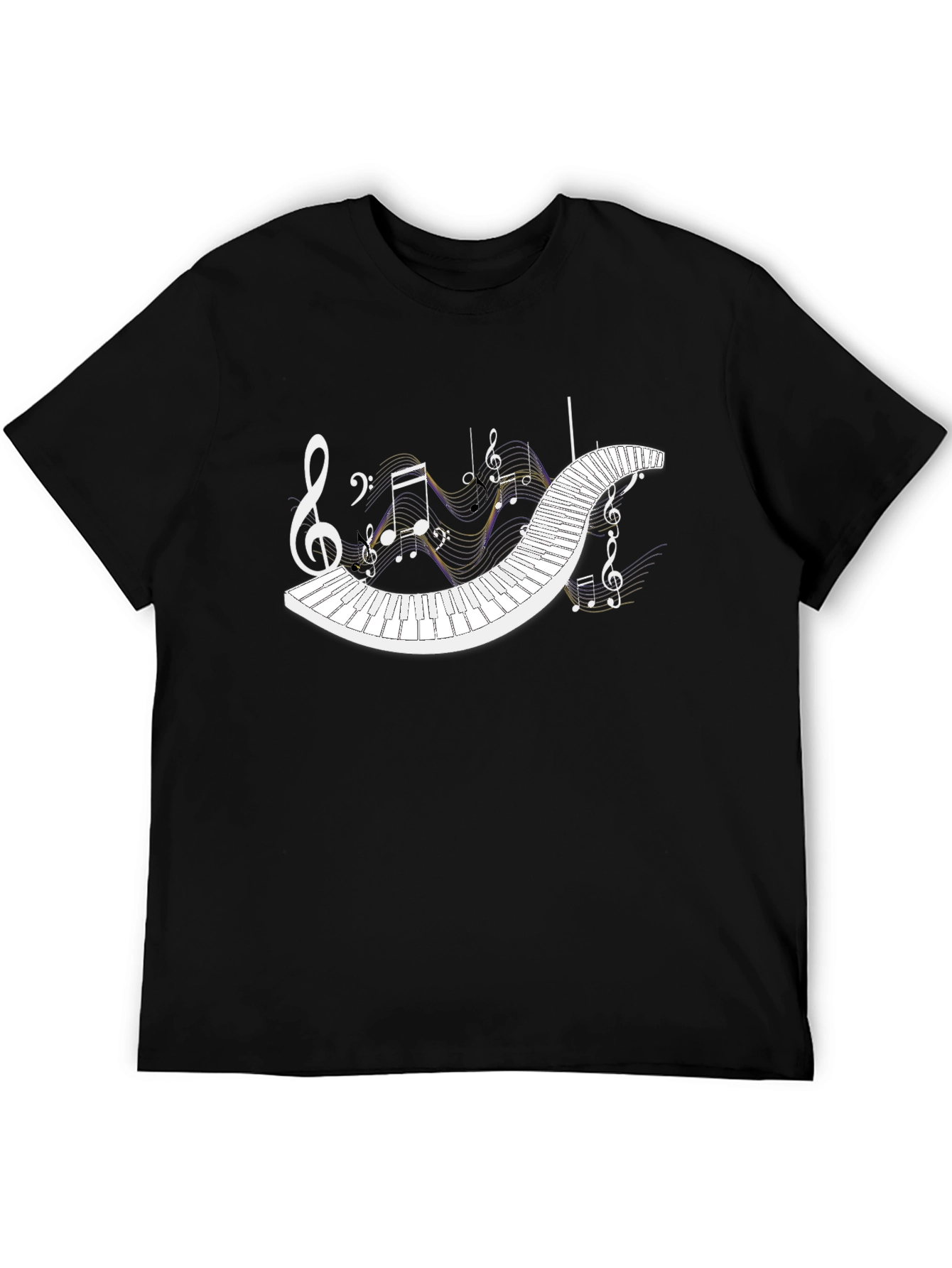 Musical Keyboard Notes T-Shirt - Black