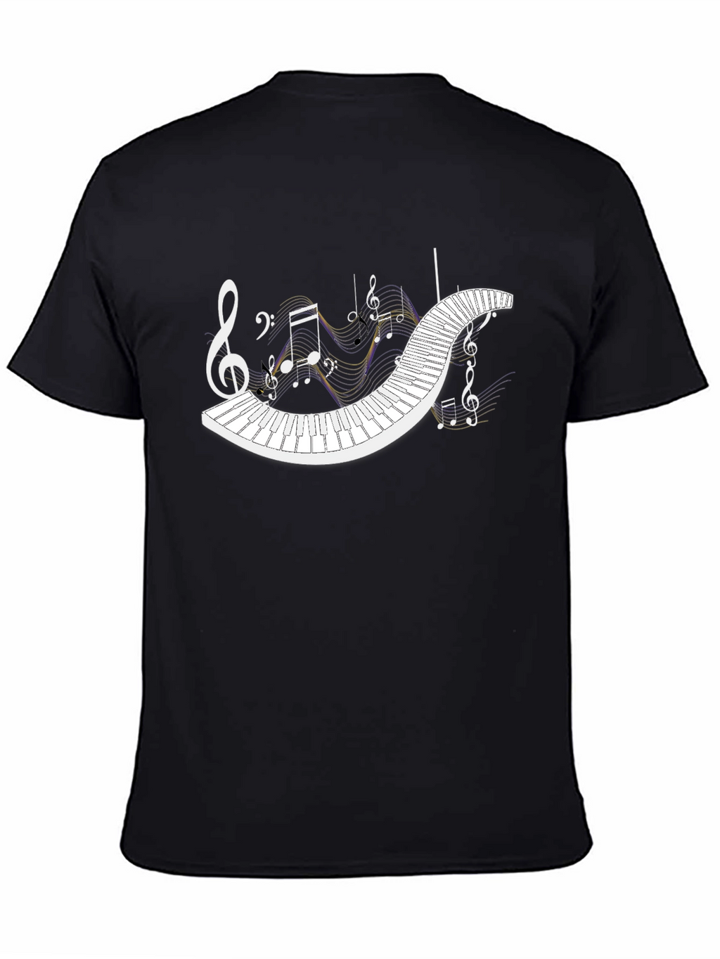 Musical Keyboard Notes T-Shirt - Black