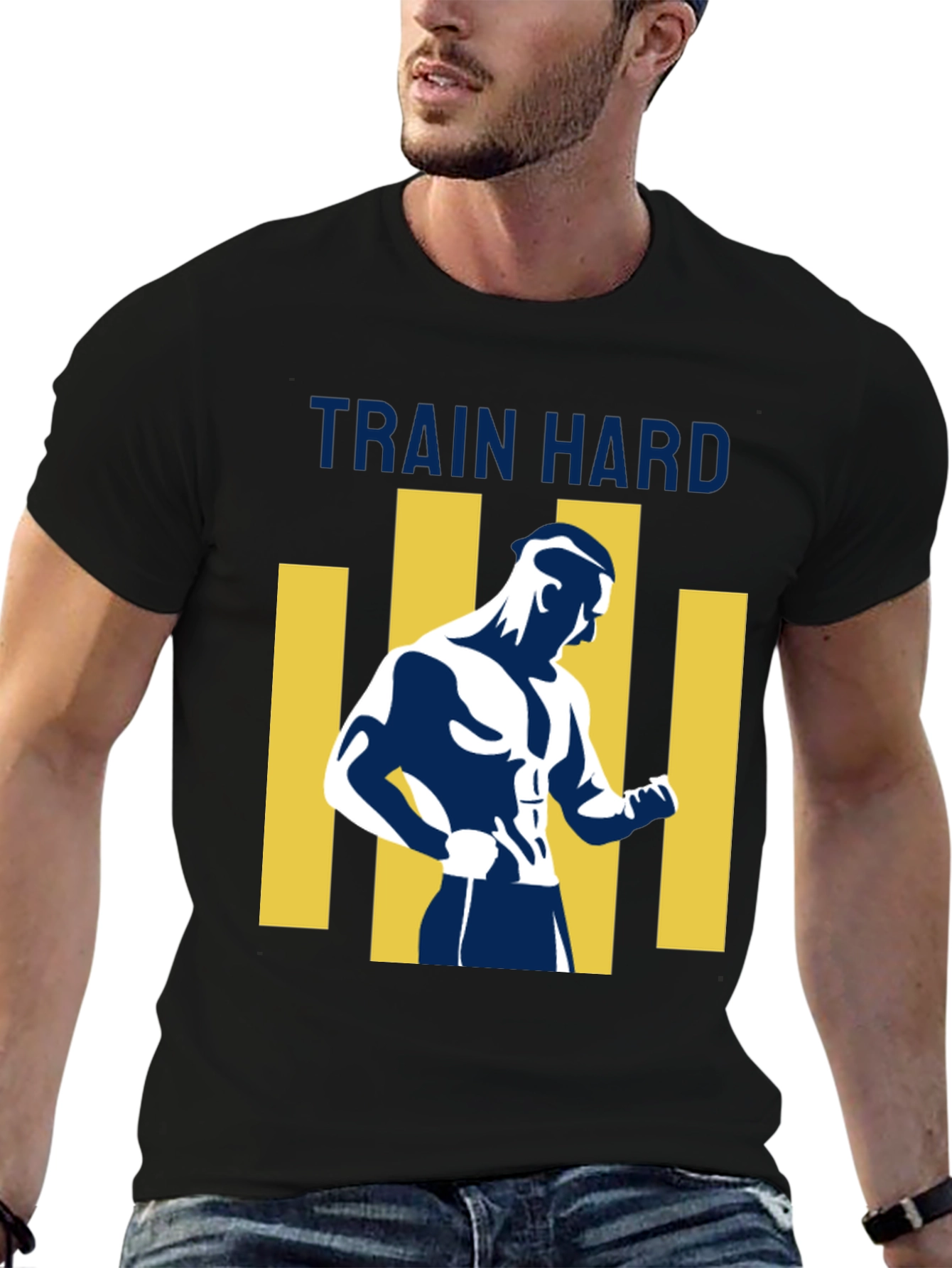 Mens Train Hard Graphic T-Shirt - Black