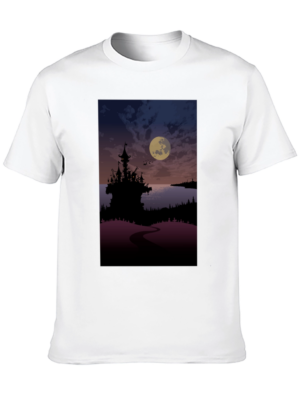 Moonlit Castle Graphic Tee - Gothic Style T-Shirt